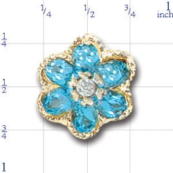 B2307 14K SLIDE WITH DIAMOND CENTER/FLOWER DESIGN 